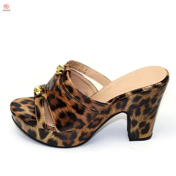

New Italian fashion trand Leopard Leather Designs Lady Sandals High heels pumps Traditional African Wedding Party Shoes Matching