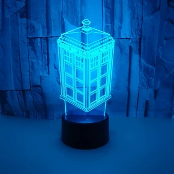 

7 Colors Lamp Doctor Police Box 3D Lamp Acrylic LED USB Table Lamp Lights Multi-Colored Bulbing Light Kid Gift