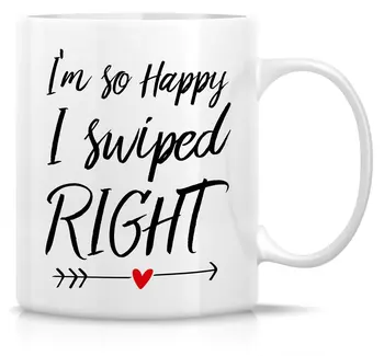 

Home Decal Wine Cup Whiskey Beer Ceramic Boyfriend Husband Mugs I'm SO HAPPY I Swiped Right Boyfriend Mug Coffee Mugs