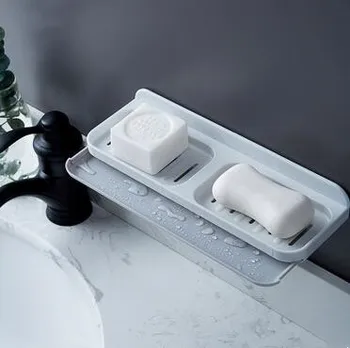 

Double Layers Soap Box Soap Dish Bathroom Storage Rack Holder Storage Basket Shelf Rack Soap Case 3 Colors