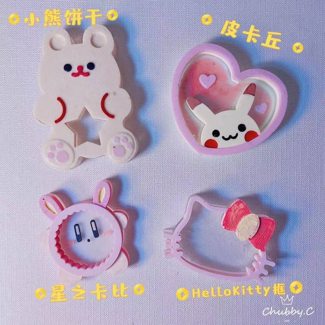Wsy-10 3D Cute Star Cartoon Shape Quicksand Stampo In Silicone Kitty Resin Shaker Mold Bear Shape Stampo In Silicone Replica Fatta A Mano