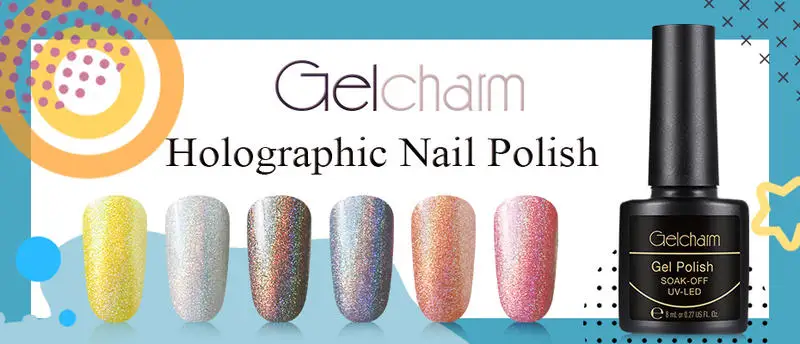 Gelcharm, 8 мл, Радужный цвет, лак для ногтей, воздушный, сухой, замачивается, голографический лак для нейл-арта, салонный маникюр, для самостоятельного маникюра, блестящие ногти