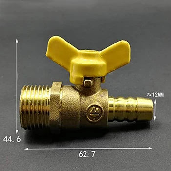 

Barb Brass Ball Valve with Butterfly Handle, 12mm Hose Barb Two Way Plumbing Fittings Shut Off Ball Valve For Oil Water Air