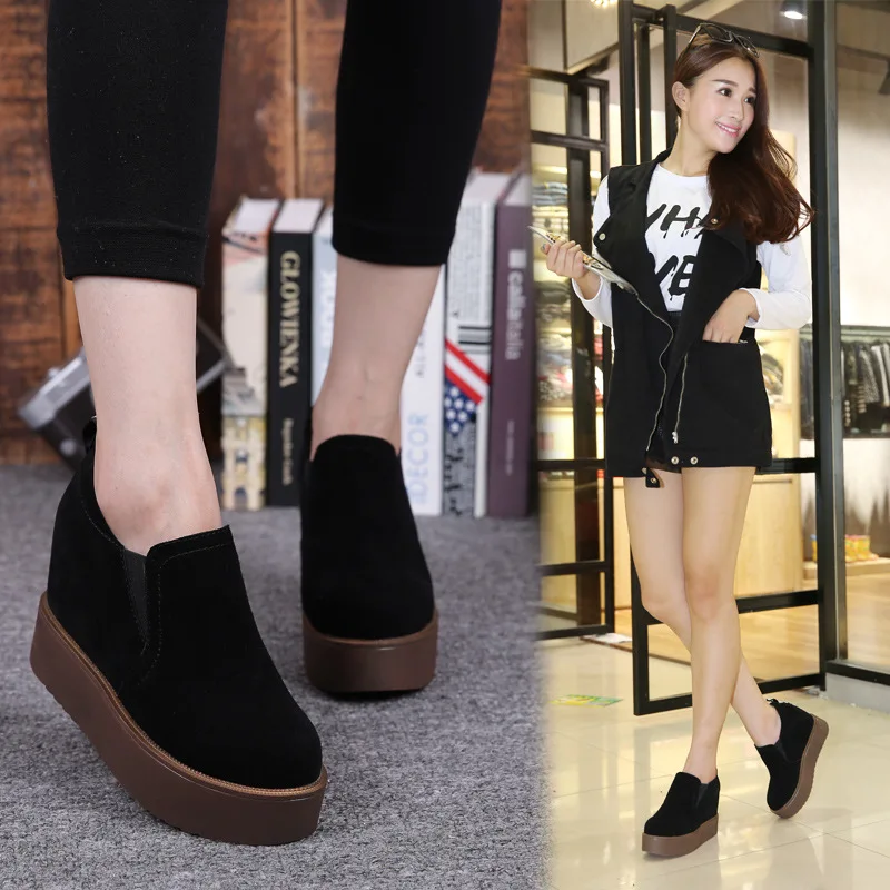 

2019 Spring New Style WOMEN'S Shoes Platform Heel Thick Bottomed Elevator Genuine Leather Wenzhou WOMEN'S Shoes Casual Shoes Sta