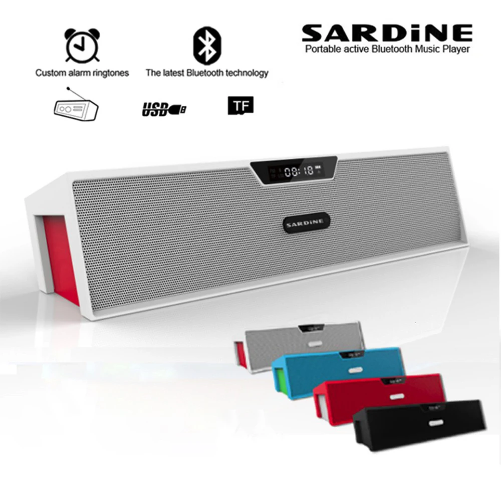Sardine SDY-019 беспроводной Bluetooth динамик fm-радио 10 Вт портативный стерео сабвуфер Hi-Fi динамик s плеер с sd-картой