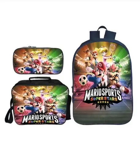 as picture Мода 3 шт./компл. печать мультфильм Spuer Марио детские школьные ранцы для мальчиков рюкзак на плечо Студенческая сумка для книг дети ранец девушка - Цвет: as picture