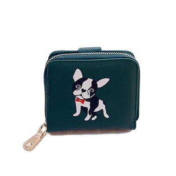 

10PCS / LOT Ladies Purses Dog Wallet Cartoon Animal Print Coin Purse Pocket Short Mini Wallets Girls Women Money Bag Card Holder