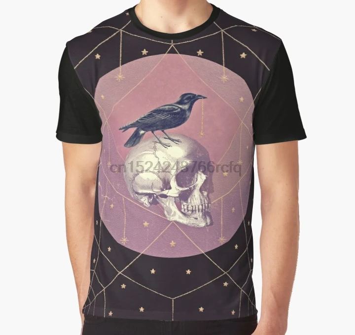 All Over Print 3D Tshirt Men Funny T Shirt Crow and Skull Collage Full Big print Graphic T-Shirt |