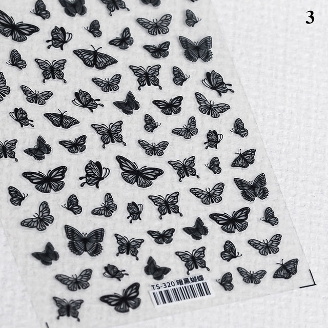 Craft Sticker 5D Nail Art Sticker Ultra-thin Butterfly Nail Art Decoration Sticker Self Adhesive Blue Butterfly Nail Sticker