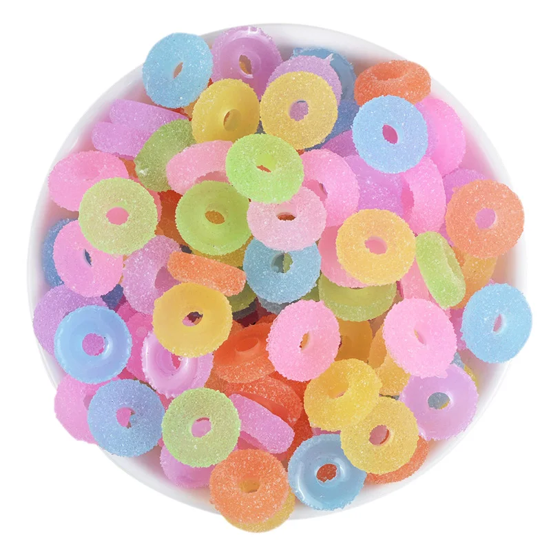 30Pcs 15mm Resin Embellishments Frosted Soft Candy Donut Scrapbook DIY