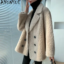 AYUNSUE krótki prawdziwa wełna z owcy strzyżonej płaszcz kobieta zima 2021 Casual koreańska wełna kurtki damskie futra Casaco Feminino Gxy431