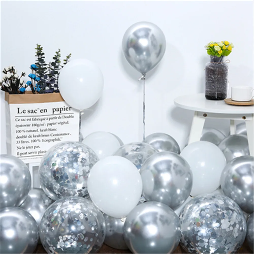 White Silver 4D Metallic Balloon Arch Garland Kit Wedding Baby Shower 28th  Birthday Anniversary Bachelorette Party Decoration