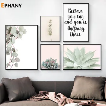 

Eucalyptus Succulent Green Plant Poster Nordic Wall Art Succulent Botanical Canvas Painting Print Modern Home Decor Picture