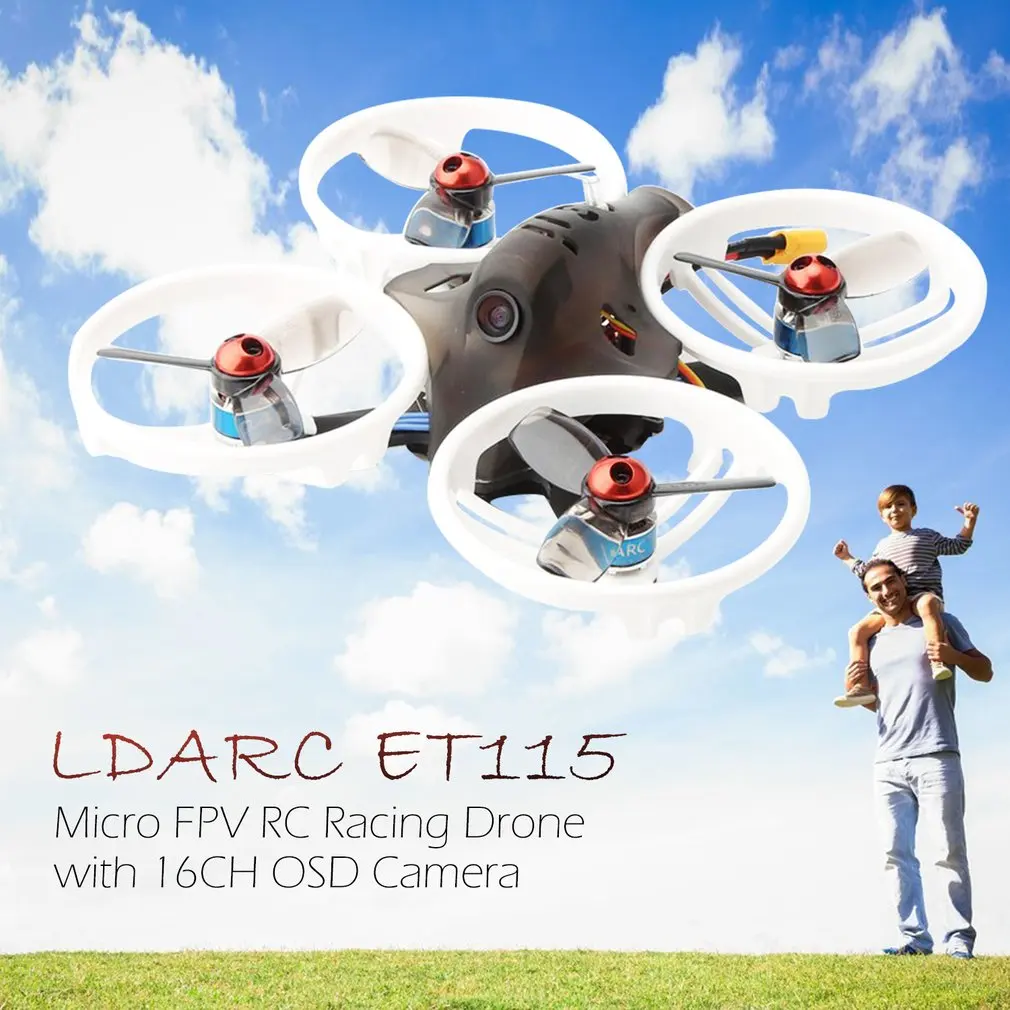 LDARC ET115 2-3S 5,8G крошечный микро FPV RC гоночный Дрон с 100 мВт 16CH VTX камера ntsc OSD 12A BLHELIS версия PNP