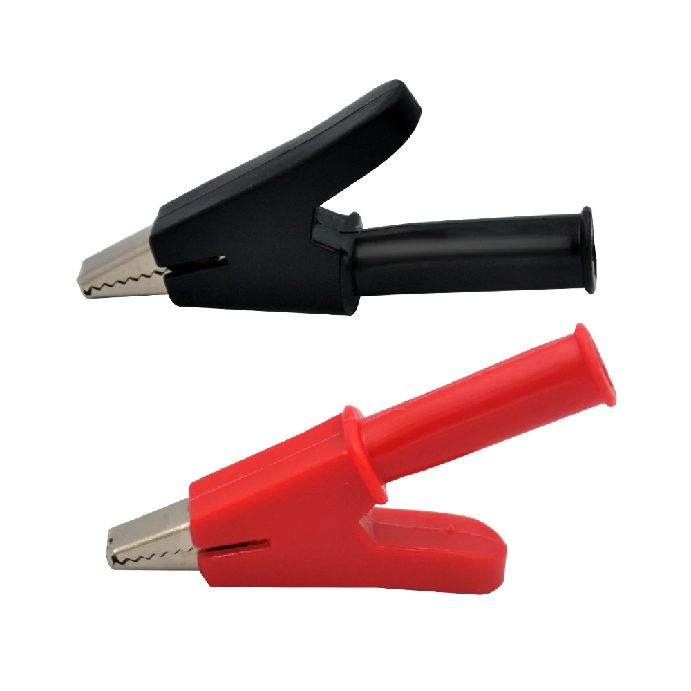 

Electronics Stocks Pure Copper Clip 2Pcs 2000V 30A Crocodile Alligator Folders Safety Test Clips For 4mm Shrouded Banana Plug