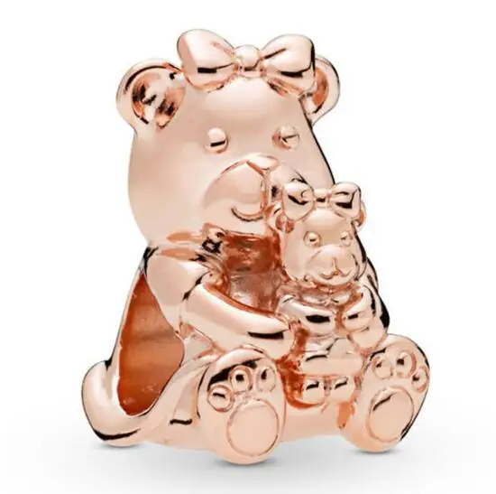

Original 925 Sterling Silver Charm Rose Dora Bear With Her Sweet Bow And Adorable Baby Beads Fit Pandora Bracelet Diy Jewelry