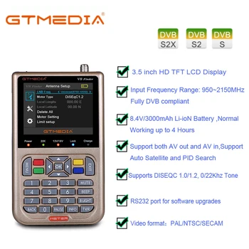 

3.5 inch LCD GT Media V8 Finder Meter DVB-S2/S2X Digital Satellite Meter Finder DVB S Digital Satellite Meter Full FTA finder