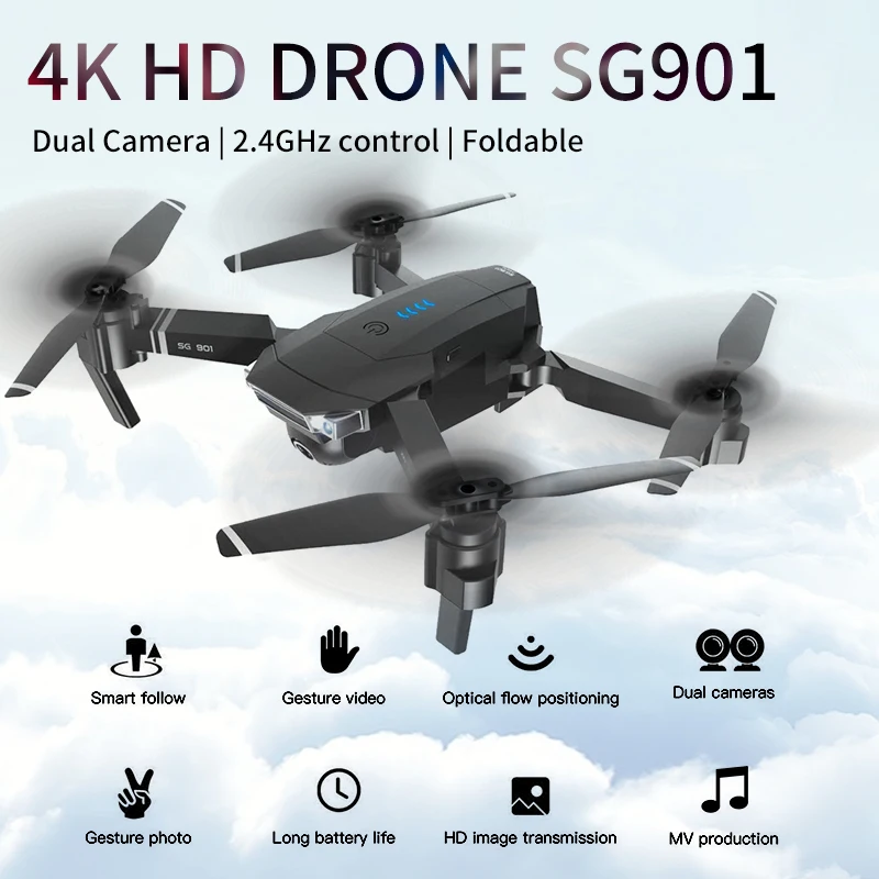 Drone 4K Dual Cameras Foldable Wi-Fi Remote Control RC Hobby Toys Quadcopter Kit