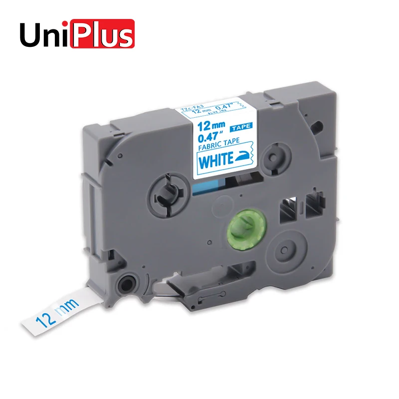 

UniPlus TZe-FA3 tzeFA3 Fabric Label Tapes for Brother P-touch Printer Iron on Clothes Blue on White Label Maker Fabric Sticker