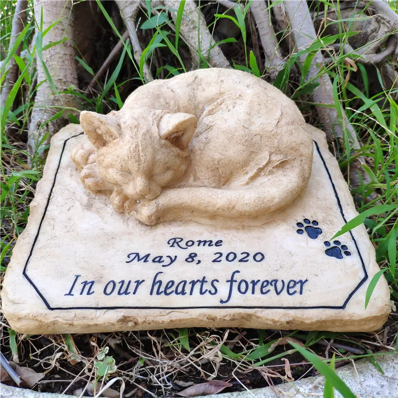 

Perfect Cat Memorial Stone with A 3D Cat On The Top Sympathy Cat Loss Gifts For Outdoors Indoors Garden Resin Stones