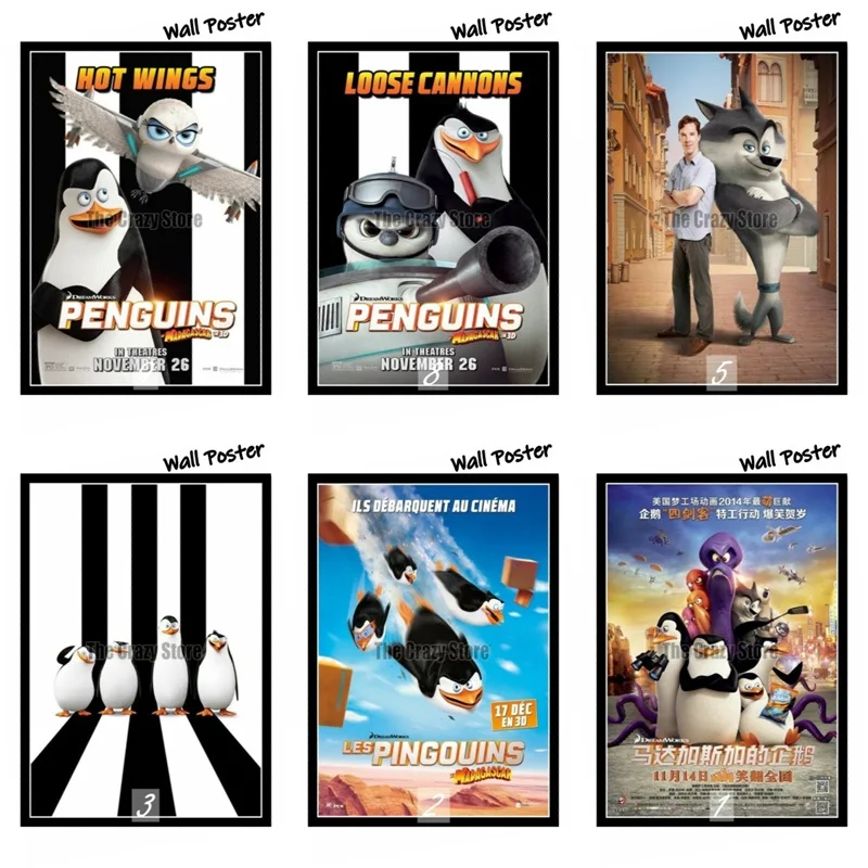 

Penguins of Madagascar Movie Home Decorative Painting White Kraft Paper Poster 42X30cm