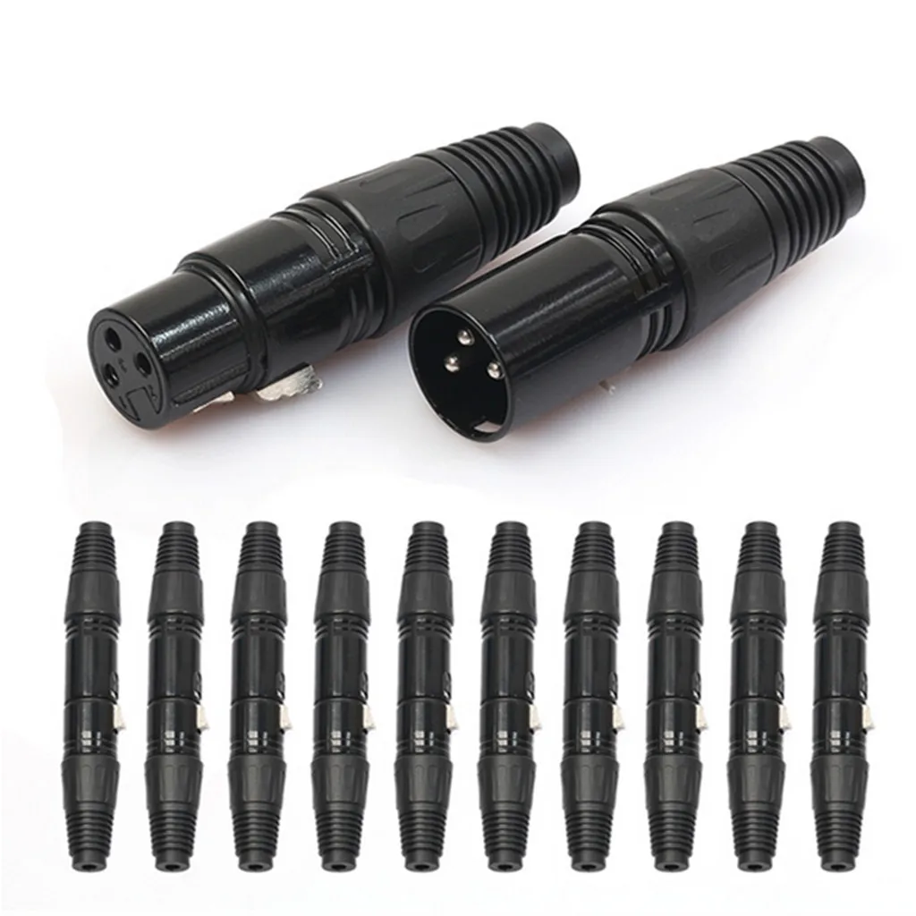 10 Pairs 3 Pin XLR Connectors Male And Female Microphone Mic Cable Plug