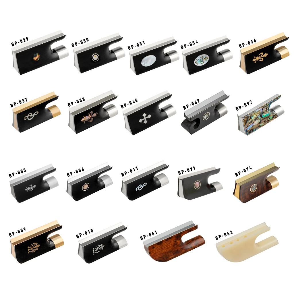 

NAOMI 4/4 Violin/Cello Bow Frog And Button Nick-Silver/Golden-plated Mounted Ebony/Snakewood/Abalone/Ivory Like DIY Luthier