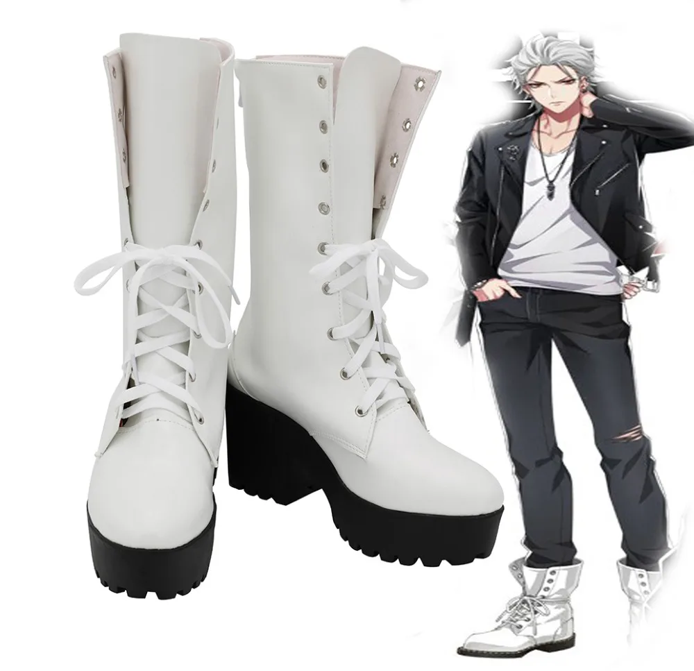 

Hypnosis Mic Division Rap Battle Mr.Hc Samatoki Aohitsugi Cosplay Boots High Heel White Shoes Custom Made