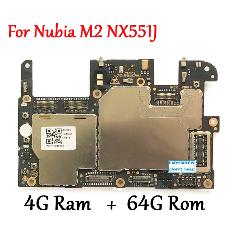

Tested Full Work Unlock Motherboard For ZTE Nubia M2 NX551J 4GB+64GB with Small Camera Logic Circuit Electronic Panel FPC