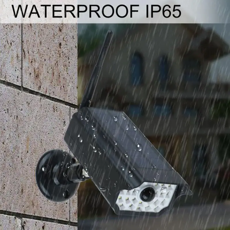 

Surveillance Fence Outdoor Motion Sensor Energy Saving Fake Camera Waterproof Wall Lamp Garden Security Adjustable Solar Powered