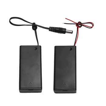 

1Pcs 2 Styles 9V Battery Holder Box Case 2 Slots Plastic Box With Leads ON/OFF Switch&Cover With DC Plug Button for 6F22 Battery