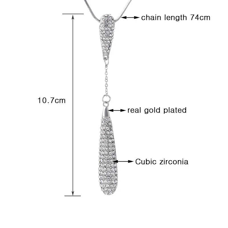 SINLEERY Ослепительная КАПЛЕВИДНАЯ длинная Подвеска Ожерелье Античное Золото Серебро Цвет цепочка со стразами ожерелье для женщин ювелирные изделия MY039 SSD