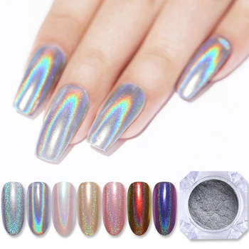 

Holographic Powder on Nails Laser Silver Glitter Nail Powder Shimmer Gel Polishing Flakes 12Styles