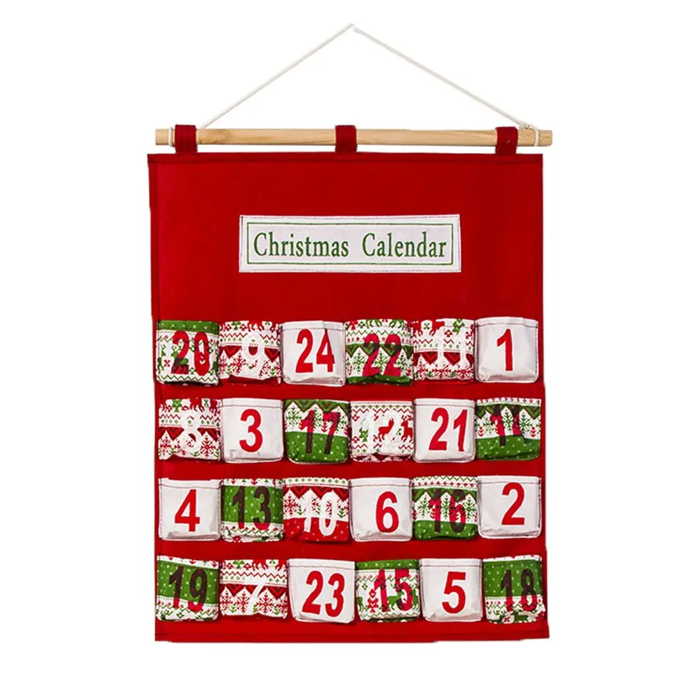 

Christmas Home Decoration Printed Multi-layer Candy Christmas Countdown Calendar Storage Hanging Bag
