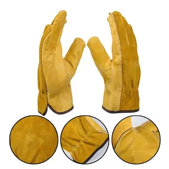 

Genuine Leather Work Gloves Anti-slip Driver Full leather Garden Gloves for Mechanical Repair Vehicle Safety Protection Products