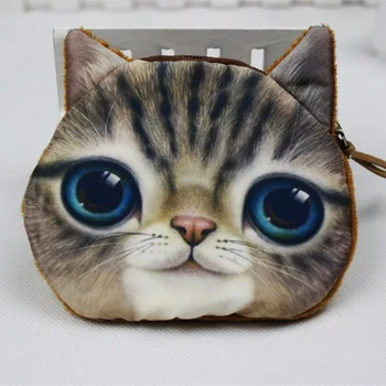 

Cute 3D Cat Face Coin Purse Children Zipper Case Kids Kawai Coin Bag Wallet Makeup Bag Pouch Keys Bag