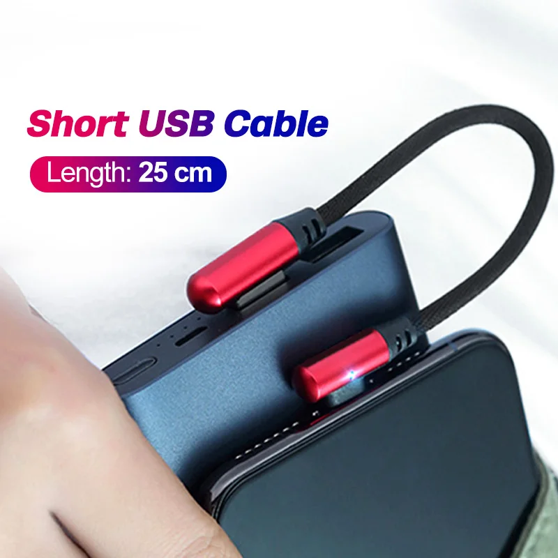FONKEN 25 см Тип C usb кабель Мощность банк Портативный зарядный Micro USB для Usbc короткий