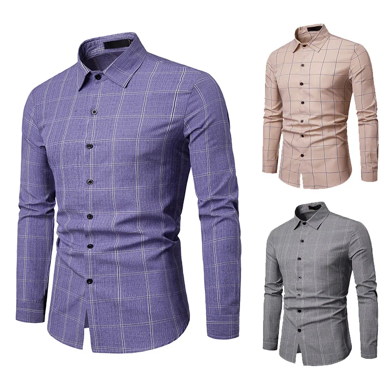 

Plus Size Shirt Men New Products Mens Shirts Business Plaid Long Sleeve Blouse Males High Quality Clothing Button 2XL Blouses