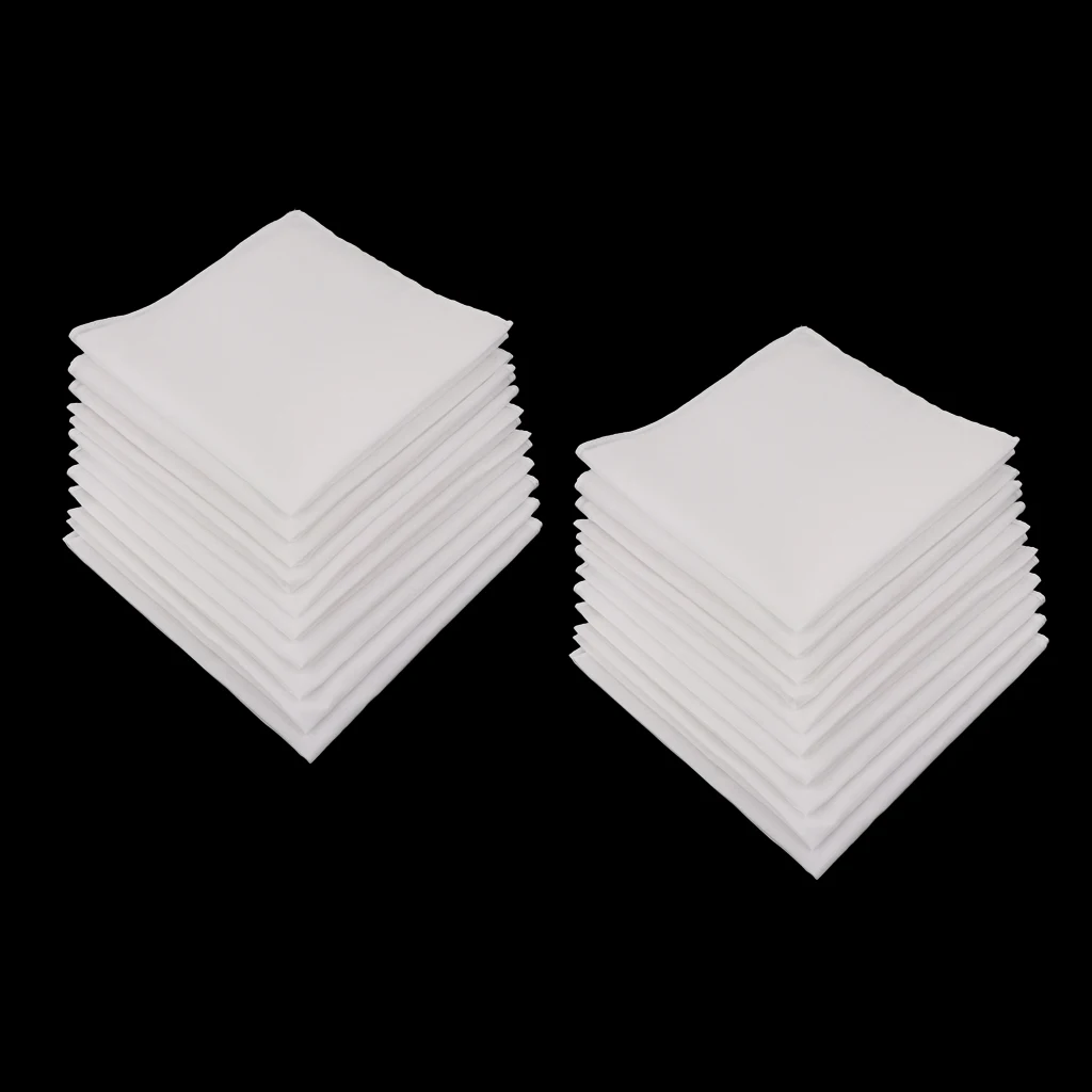 20x Men Women 100% Cotton White Handkerchiefs Comfy Hanky Party Hankies