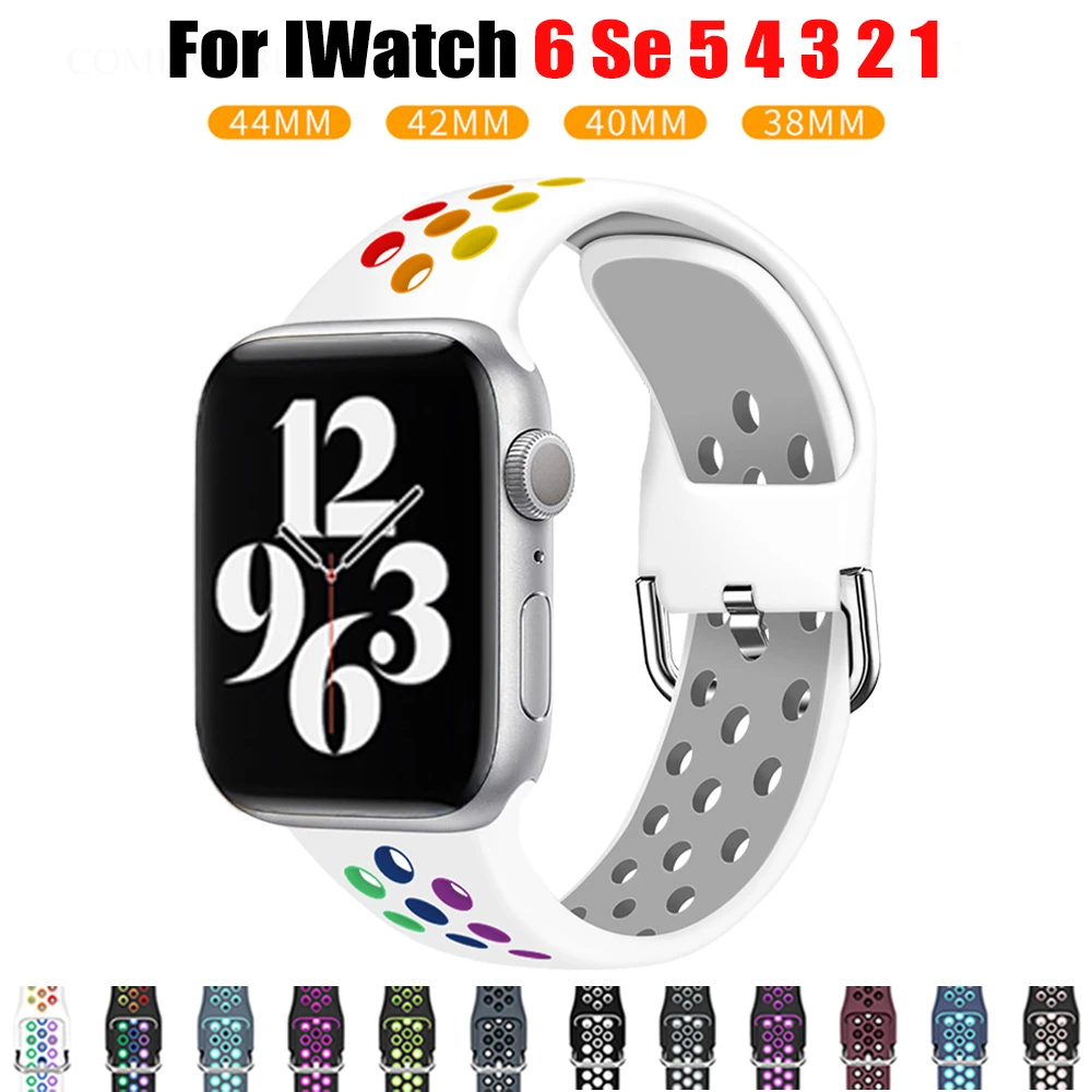 Correa para Apple watch 6, 40mm, 44mm/42mm/38mm, accesorios, correa de silicona, pulsera deportiva iWatch series 6 Se 5 4 3 2 1
