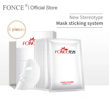 

Fonce 6Pcs Moisturizing Facial Mask 3D Depth Replenishment Silk Mask Shrink pores Hyaluronic acid Plant essence Nourish Bright