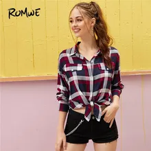 #Special Offers ROMWE Plaid Curved Hem Blouse Women Tops 2019 Preppy Long Sleeve Blouse Button Up Shirt Casual Placket Shirts Ladies Fall Tops #Special Offers ROMWE Plaid Curved Hem Blouse Women Tops 2019 Preppy Long Sleeve Blouse Button Up Shirt Casual Placket Shirts Ladies Fall Tops