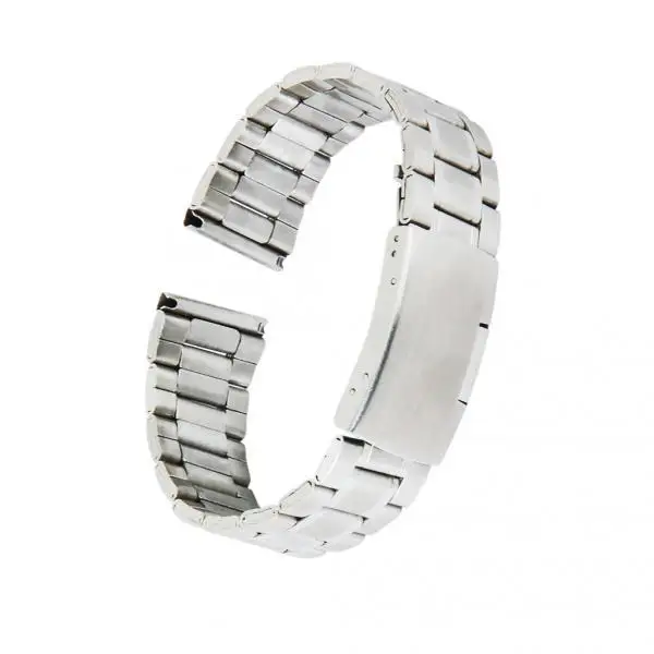 

Silver Solid Stainless Steel Links Watch Band Strap Straight End Deployment Buckle 20mm