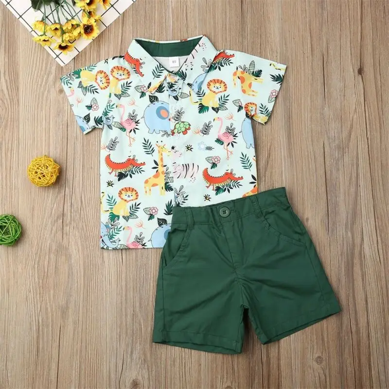 Toddler Baby Boy Clothing Set Turn-down Collar Single Breasted Shirt Button Short Pants Outfits 2PCS kids clothing set,boys clothing set