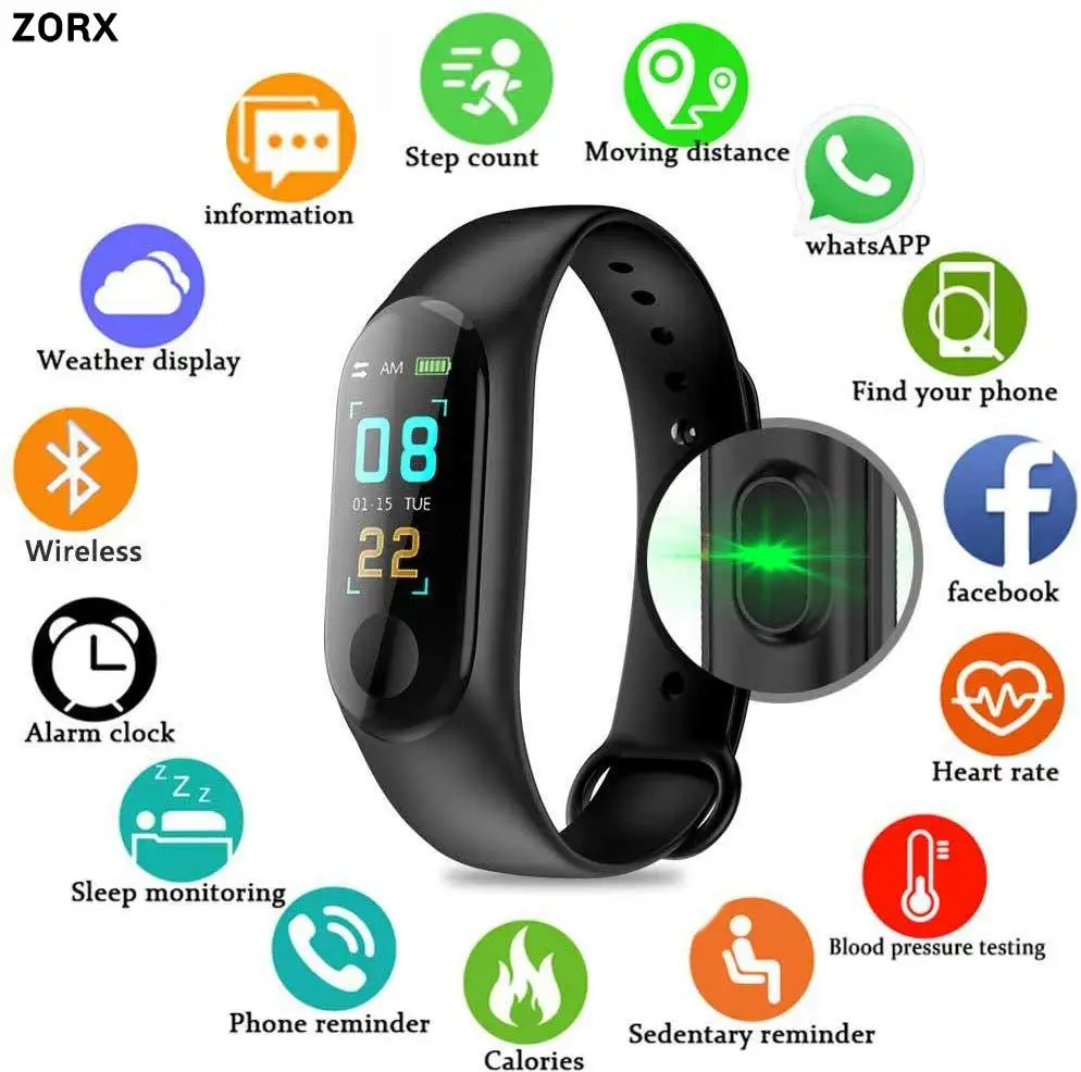 

Waterproof Smart Watch M3Plus Bluetooth Watch Wristband Fitness Tracker Heart Rate Activity Bracelet Sport Smartwatch M3 Plus