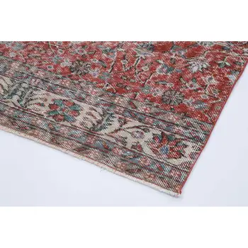 

90x308 Cm Red Handmade Overdyed Runner Rug-3x10 Ft