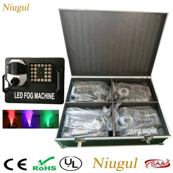 

4pcs 1500W Fog Machine DMX512 Smoke Machine With 24x9W RGB LED Lights Professional Stage DJ/Bar/Home Fogger Optional Flight Case