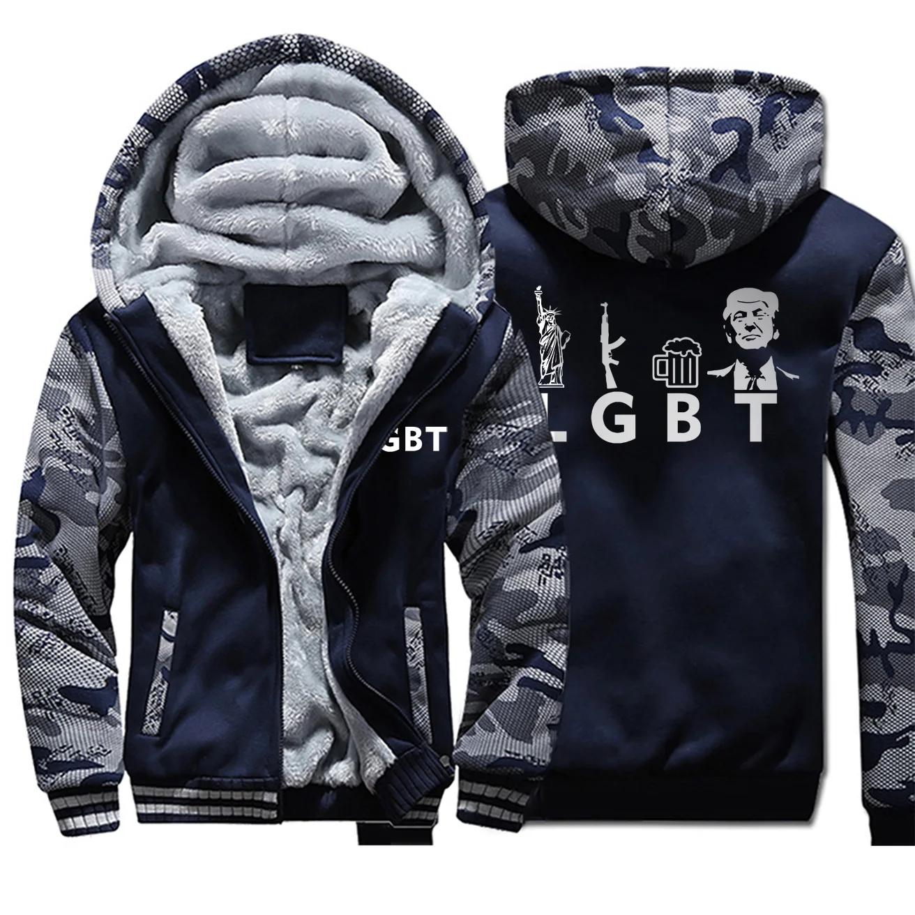 

Liberty Guns Winter Camo Men Fleece Thick Warm Jacket Trump Mens Coat And Jackets Hoodies Sweatshirt Hoodies Sweatshirts Coats