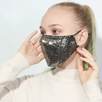 

Sexy Sequins Cotton Protective Anti-Haze Spring Summer Masks Colorful Bright Face Mask 4 Colors Fashion Anti-Dust Mouth Cover