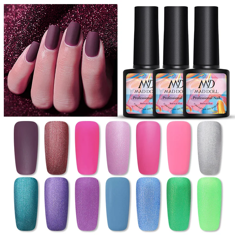 MAD DOLL 1 бутылка матовый блеск УФ-гель для ногтей отмачиваемый жидкий скраб пыль